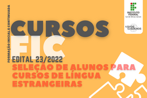 Edital 23.2022 seleção de alunos em cursos de iglês e espanhol gratuitos Banner Portal 300x200