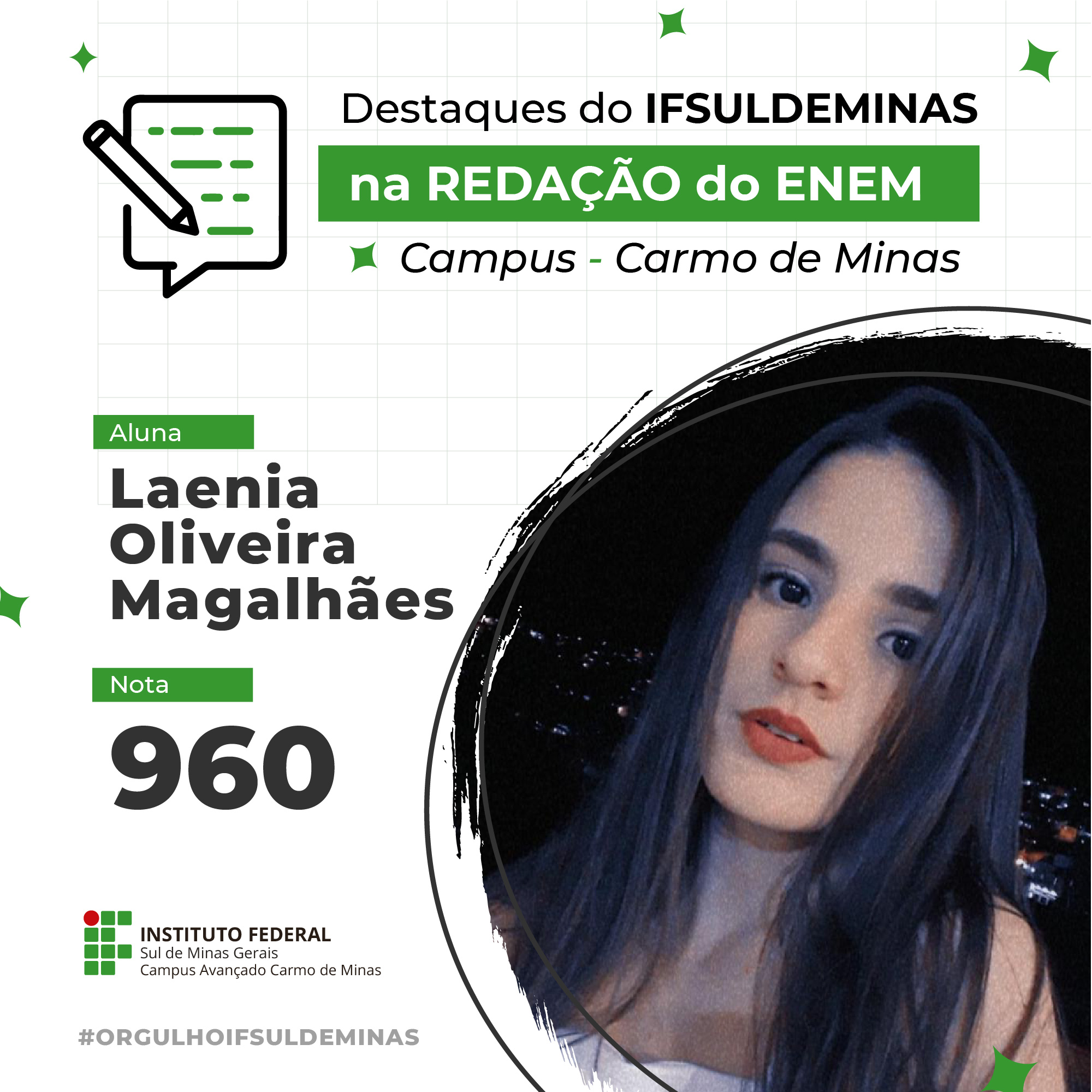 POST Destaques notas redação ENEM Laenia Oliveira Magalhães Nota Redação 960