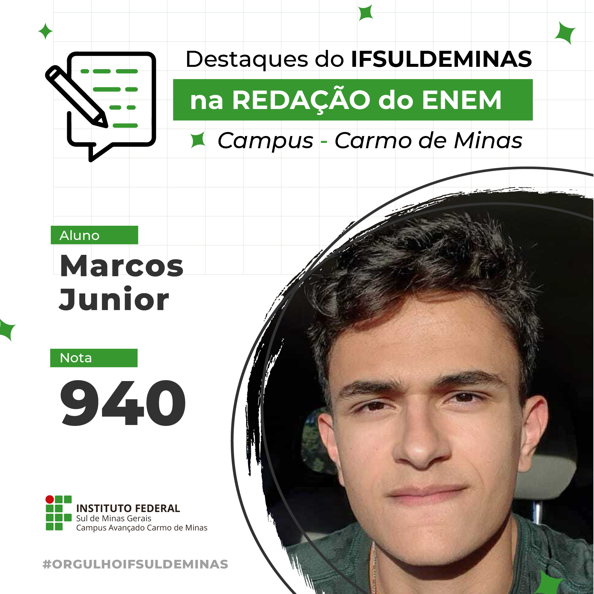 POST Destaques notas redação ENEM Marcos Junior Nota Redação 940